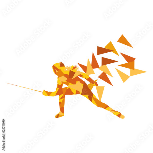 Woman fencing sport vector background concept illustration made