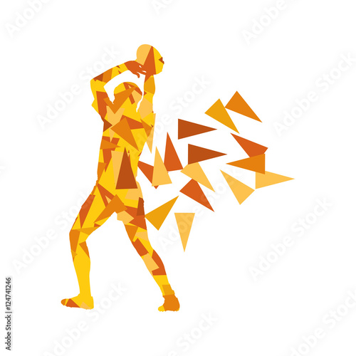 Male rugby player man abstract vector background made of polygon
