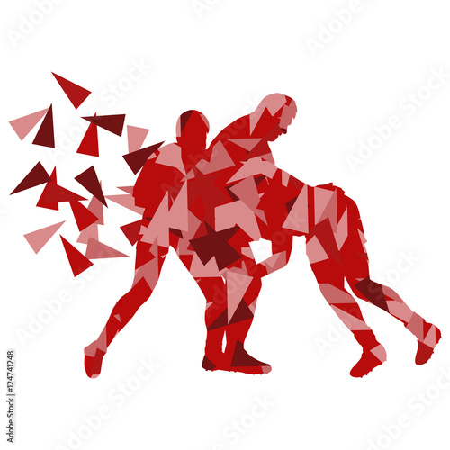 Male rugby player man abstract vector background made of polygon