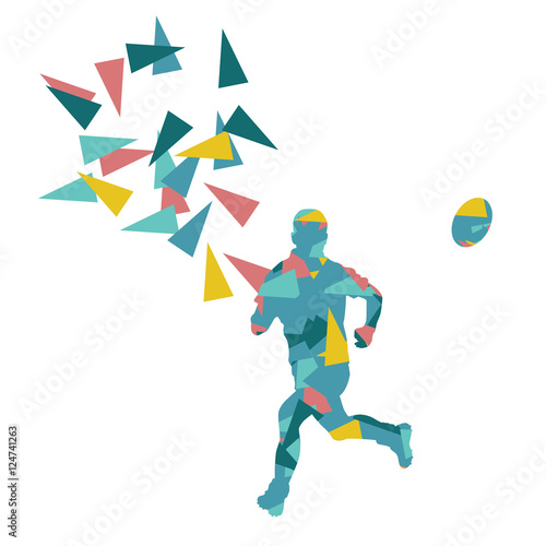 Male rugby player man abstract vector background made of polygon