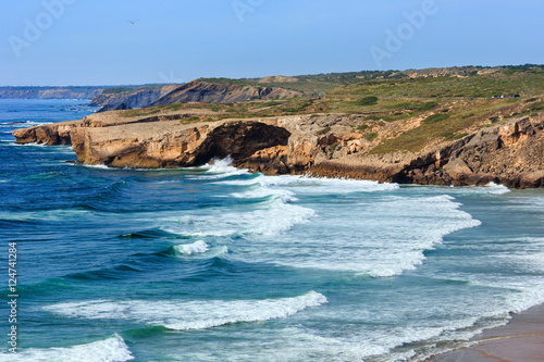 Summer Atlantic ocean coast. Algarve, Portugal.
