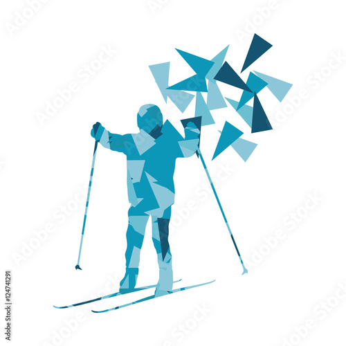Skiing kid skier vector background abstract illustration concept