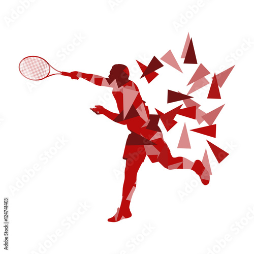 Tennis player man abstract illustration made of polygon fragment