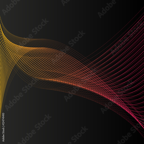Abstract wave lines vector black background
