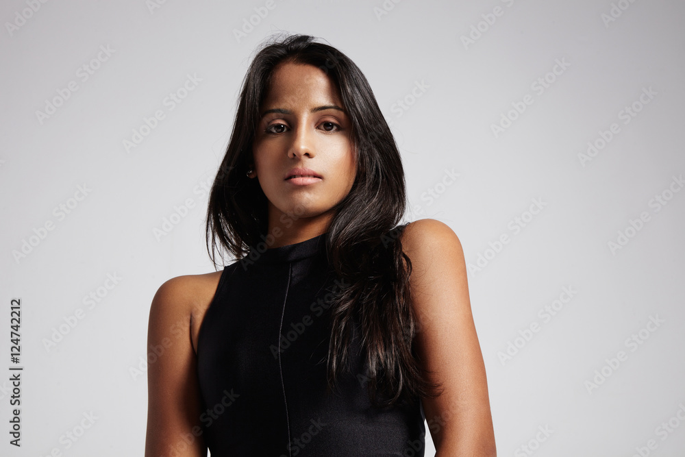 Fototapeta premium pretty woman with straight brunette hair