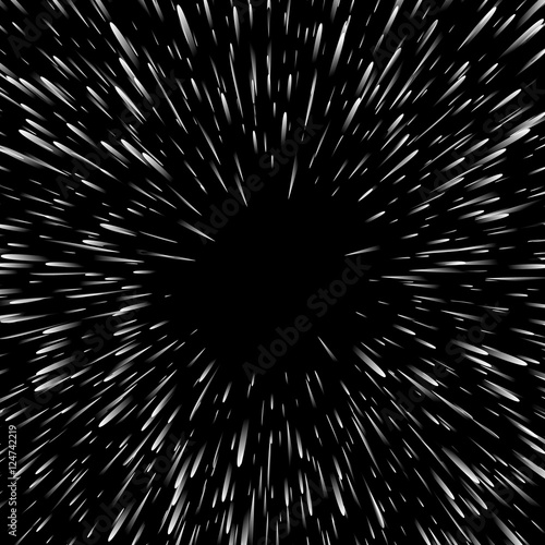Abstract exploding effect. Black and white vector illustration