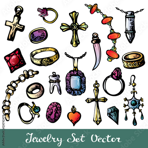 Doodle Style Jewelry Colored Set