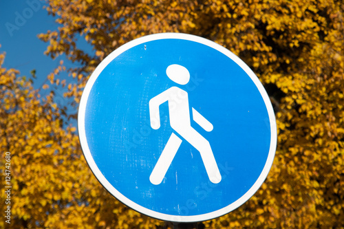 Pedestrian zone sign over a...