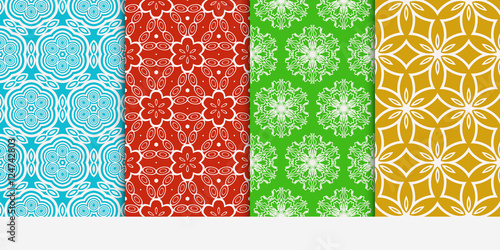 Set of seamless floral color pattern. ethnic ornament. Flower style. Vector illustration.