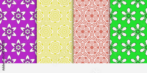seamless floral geometric patterns set. Texture for holiday cards, Valentines day, wedding
