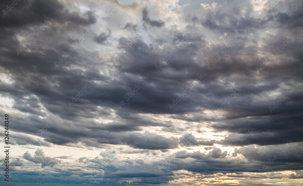 colorful dramatic sky with cloud at sunset