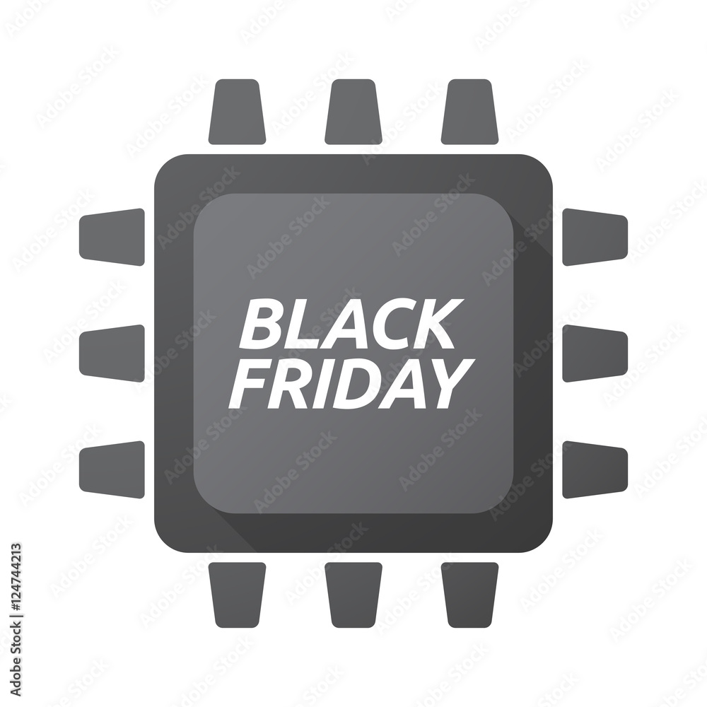 Isolated Central Processing Unit icon with the text BLACK FRI Isolated Central Processing Unit icon with the text BLACK FRI