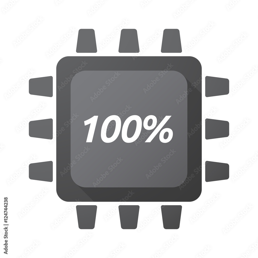 Isolated Central Processing Unit icon with the text 100% Isolated Central Processing Unit icon with the text 100%