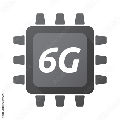 Isolated Central Processing Unit icon with    the text 6G