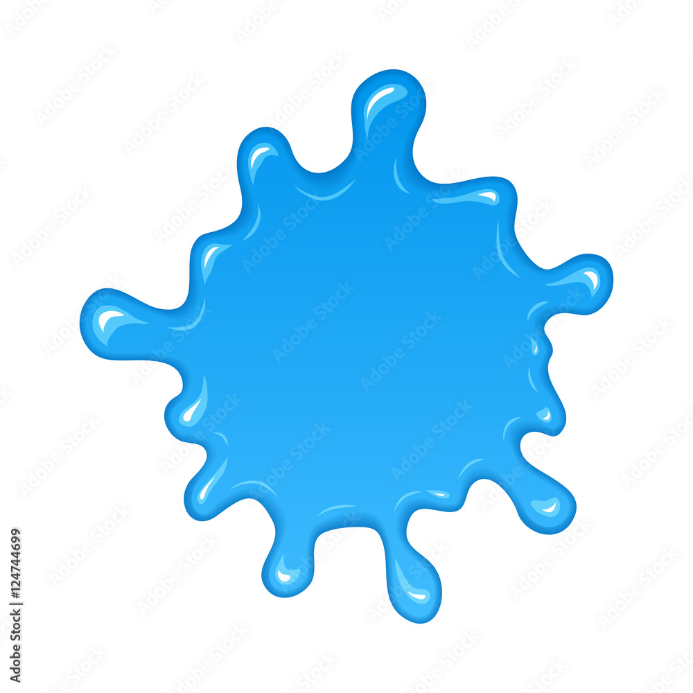 Vector illustration - water drips and flowing. Blob and splash, blot liquid. Blue paint drop. Abstract stain shape isolated on white. Graphic element for banner, sticker. Vector illustration - water drips and flowing. Blob and splash, blot liquid. Blue paint drop. Abstract stain shape isolated on white. Graphic element for banner, sticker.