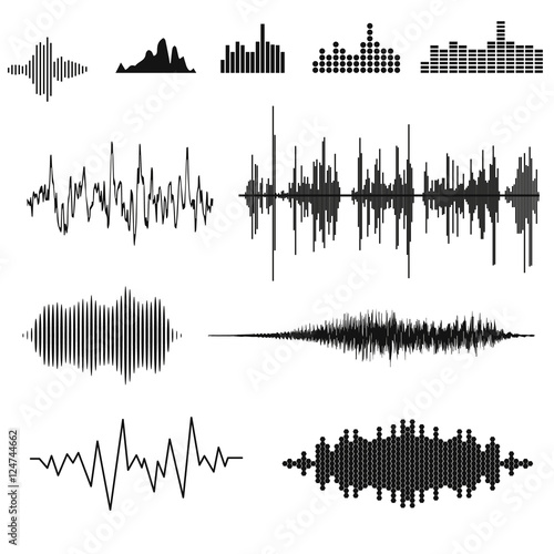 Vector Sound Waveforms. Sound waves and musical pulse