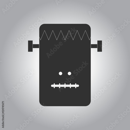 black and white Vector illustration in flat design Halloween icon monster