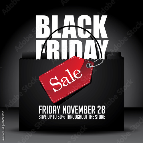 Black Friday shopping bag and sales tag marketing template. EPS 10 vector. grouped for easy editing. No open shapes or paths.