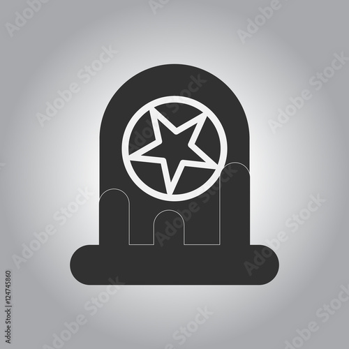 black and white Vector illustration in flat design Halloween icon bloody grave monument with star