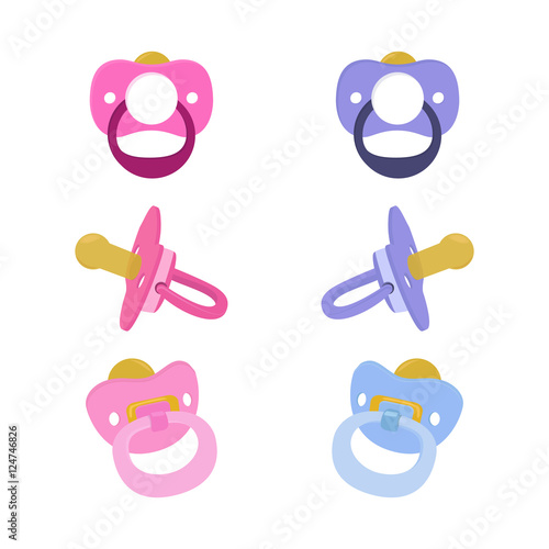 Vector set of boy and girl nibble. Side, front view.