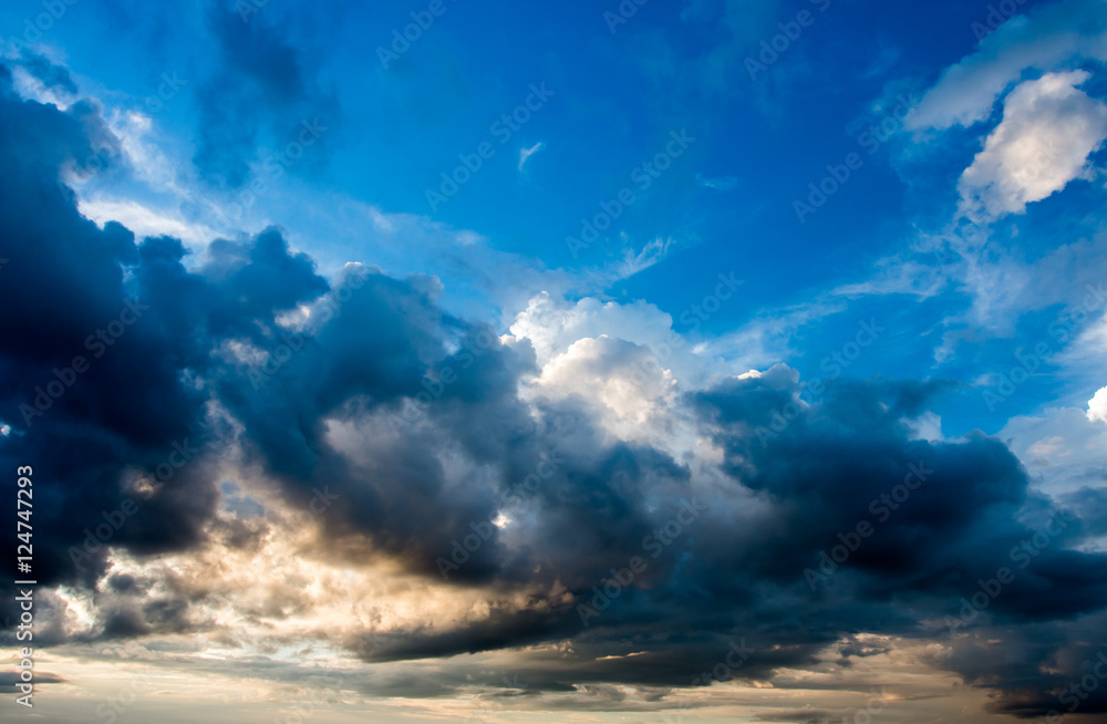 colorful dramatic sky with cloud at sunset