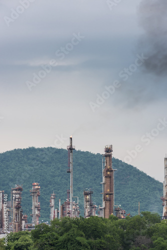 Oil Refinery factory Petroleum in sunset at twilight