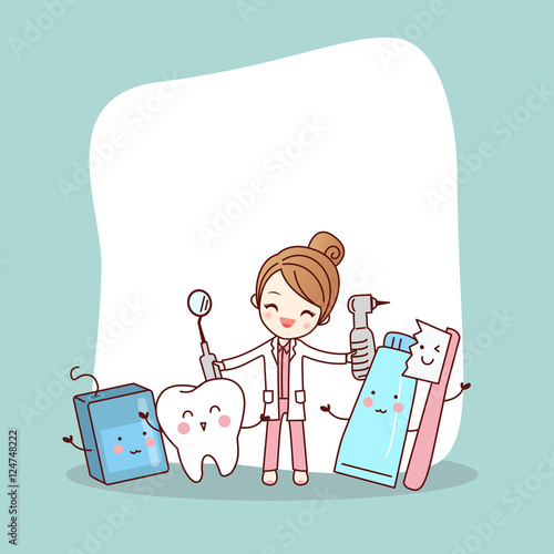 cartoon tooth friend with dentist