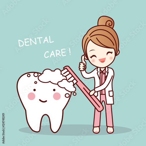 cute cartoon dentist brush tooth