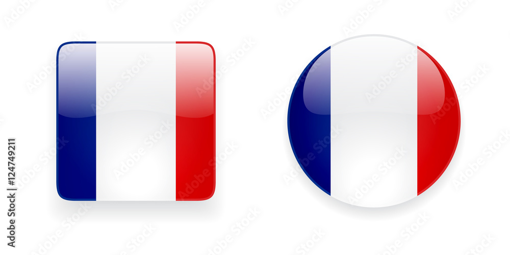 Glossy and shiny French flag vector icons Glossy and shiny French flag vector icons