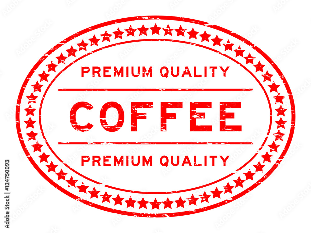 Grunge red oval shape premium quality coffee rubber stamp Grunge red oval shape premium quality coffee rubber stamp