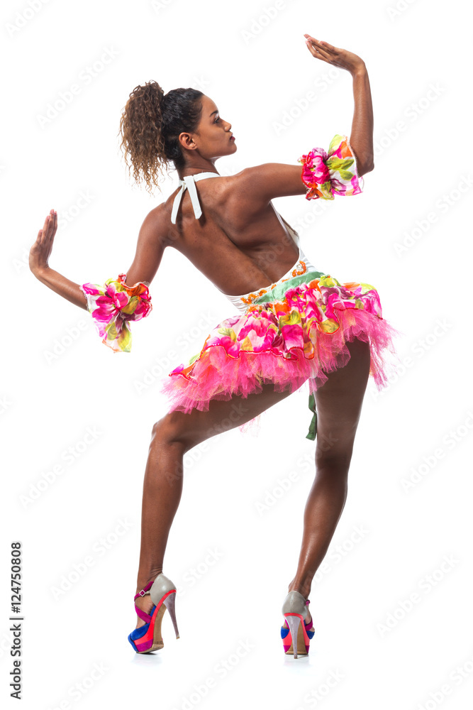 Fototapeta premium Beautiful dancer, dancer posing on studio background