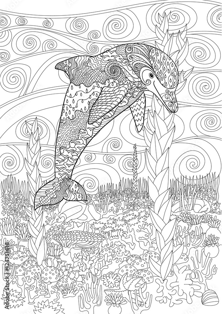 Fototapeta premium Happy dolphin with high details.