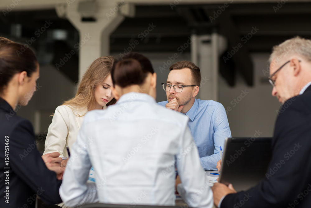 smiling business people meeting in office smiling business people meeting in office