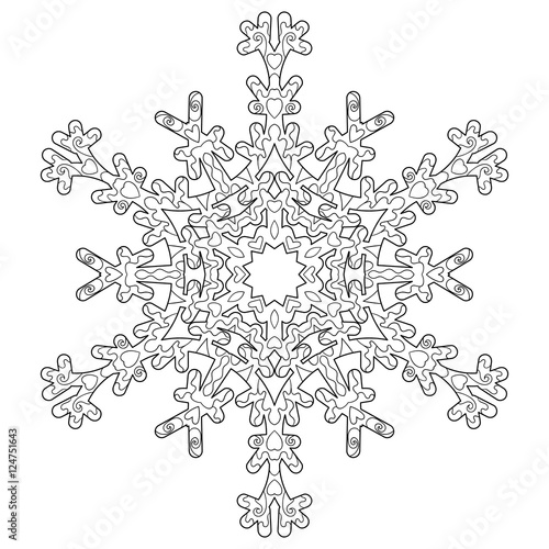 Hand drawn antistress snowflake.