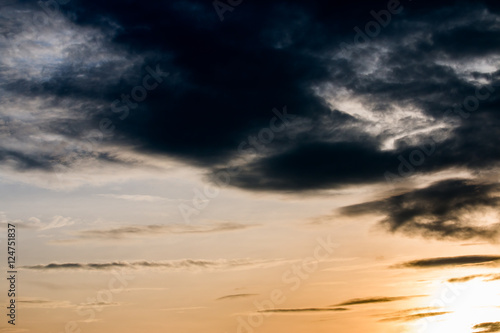 colorful dramatic sky with cloud at sunset