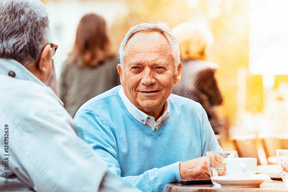 Senior friends enjoying outside Senior friends enjoying outside
