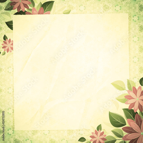 Vintage vignette with the form of paper and flower corners, lemo