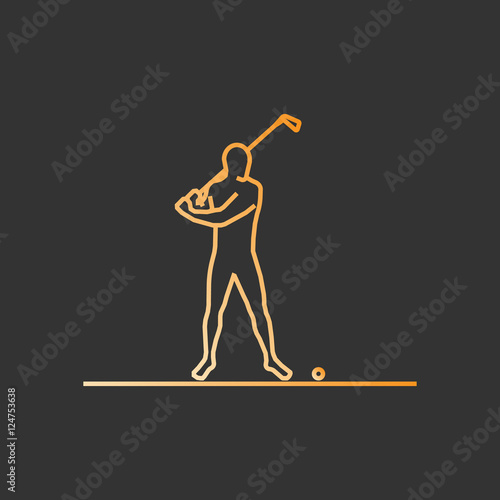 Gold line golf icon.