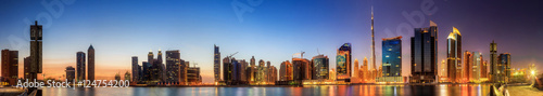 Panoramic view of Business bay and downtown area of Dubai at sunrise, UAE © boule1301