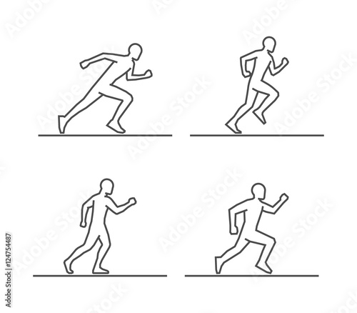 Line silhouettes of runners.