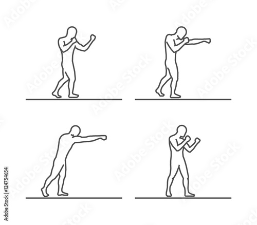 Line silhouettes of boxing.