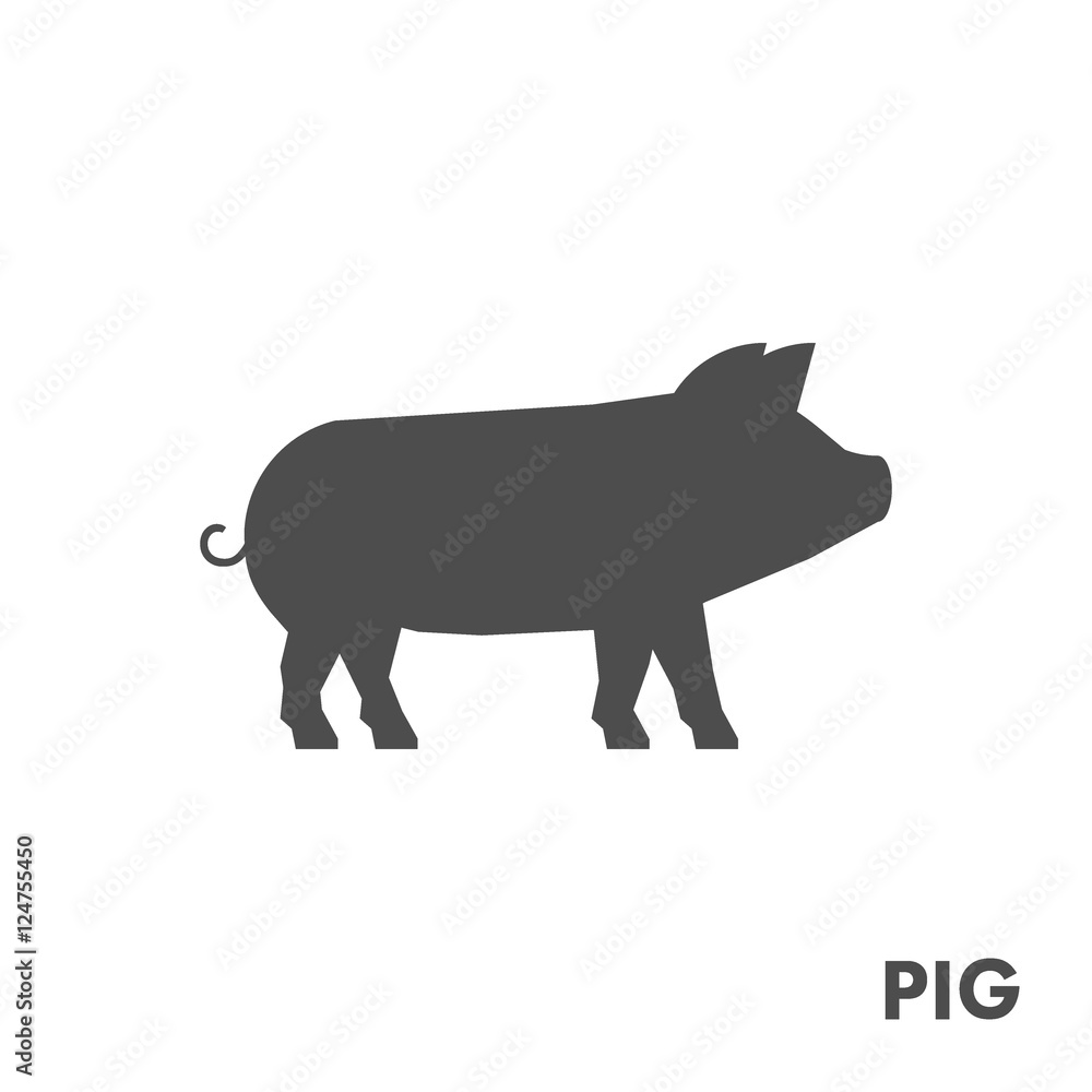 Black vector figure of pig. Black vector figure of pig.