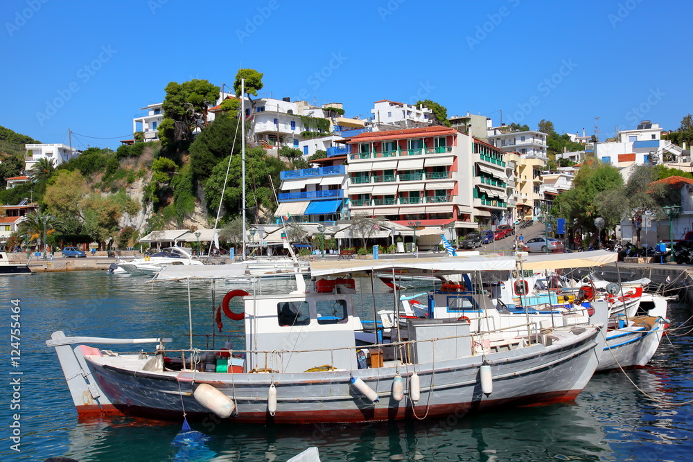 Fishing boats in the port of Patitiri,Alonissos,Greece