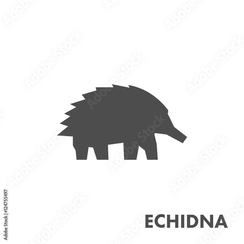 Fotografia Black vector figure of echidna.