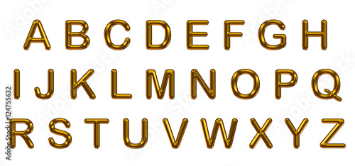 set of gold alphabet on white background