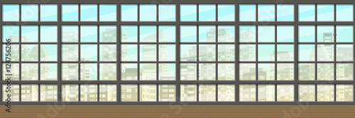 Seamless interior background with windows, panorama