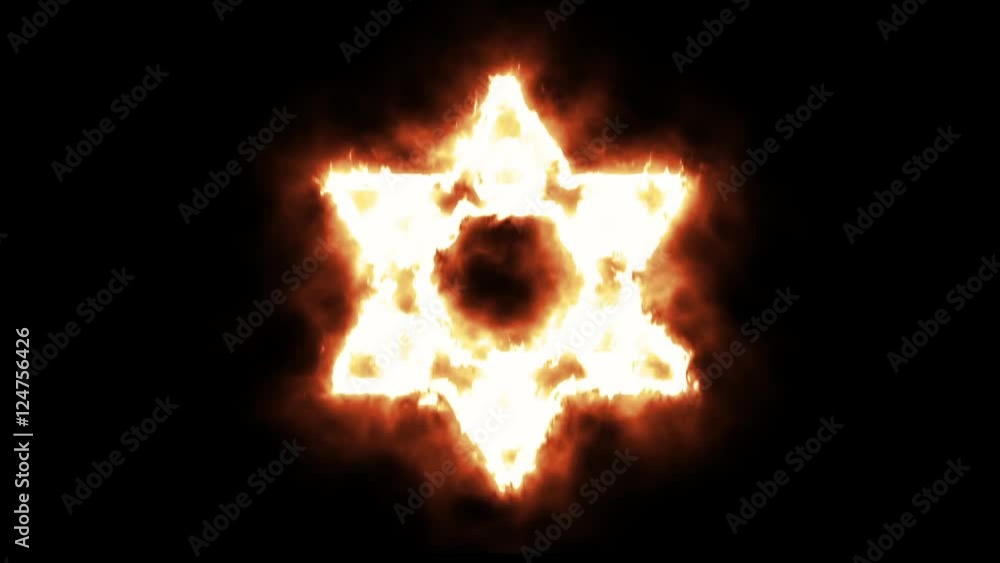 Star of David Symbol Lighting up and Burning in Flames Star of David Symbol Lighting up and Burning in Flames