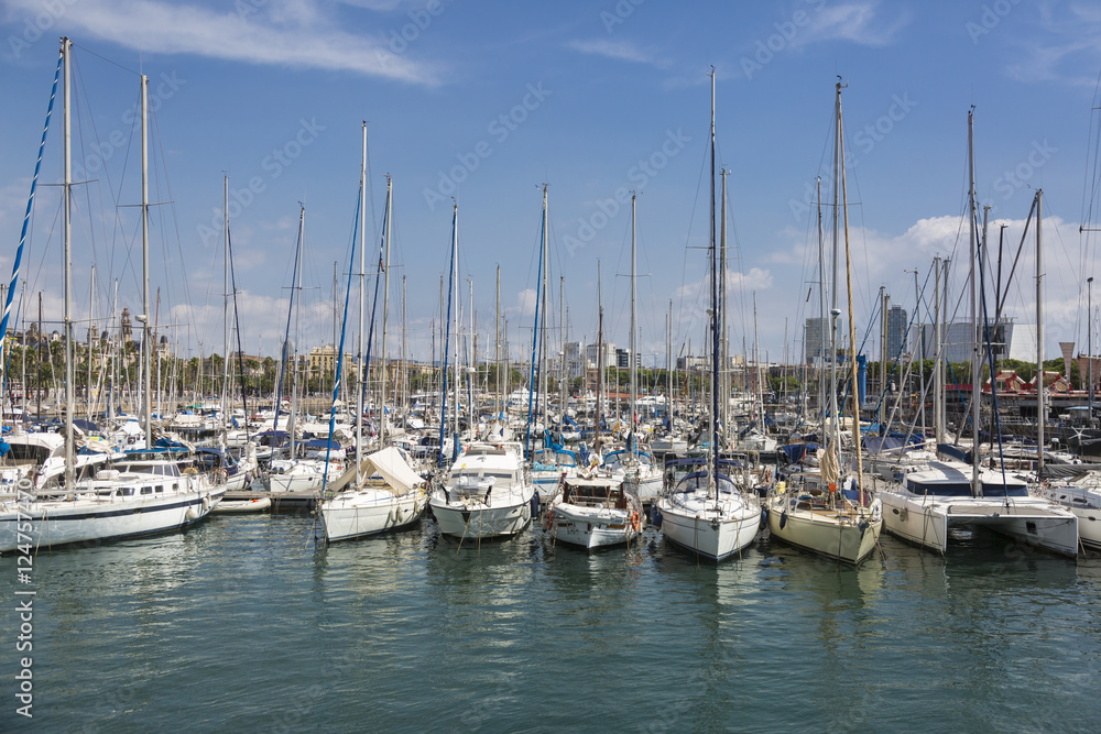 Boats in the Olympic Port of Barcelona