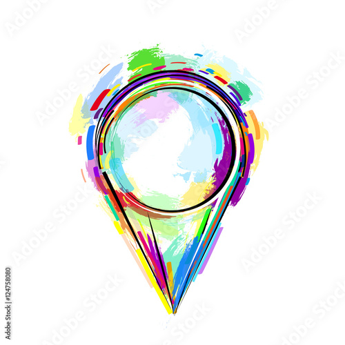 Index location on the map. Pointer position. Marker standing. In