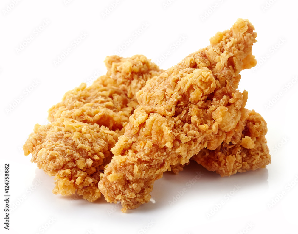 Breaded chicken fillet isolated on white Breaded chicken fillet isolated on white
